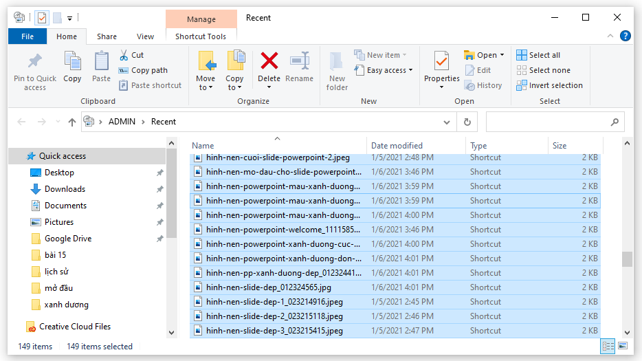 Xóa lịch sử Recent Places