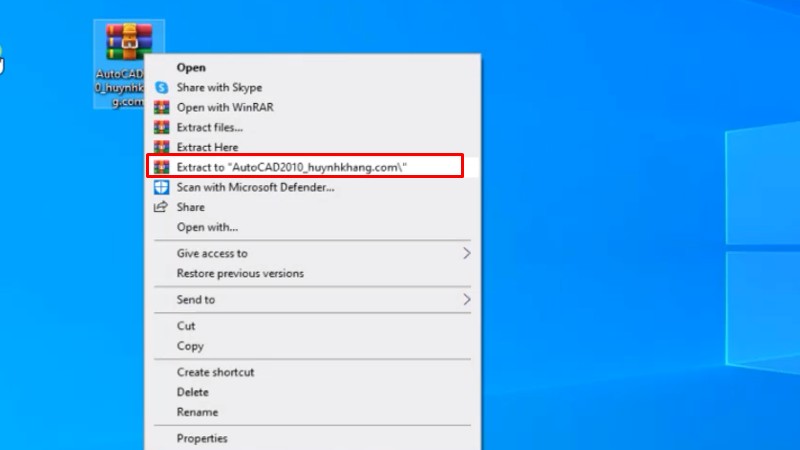 Bước 1: Giải nén phần mềm Autocad 2010 full crack
