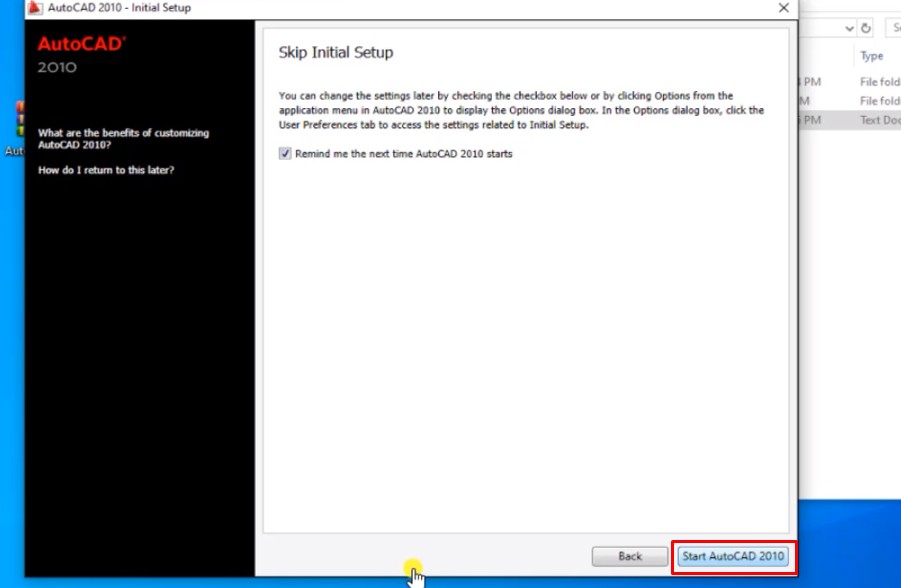 Bước 11: Mở phần mềm Autocad 2010