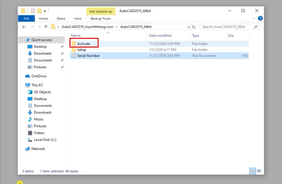 Bước 13: Truy cập thư mục chứa công cụ kích hoạt