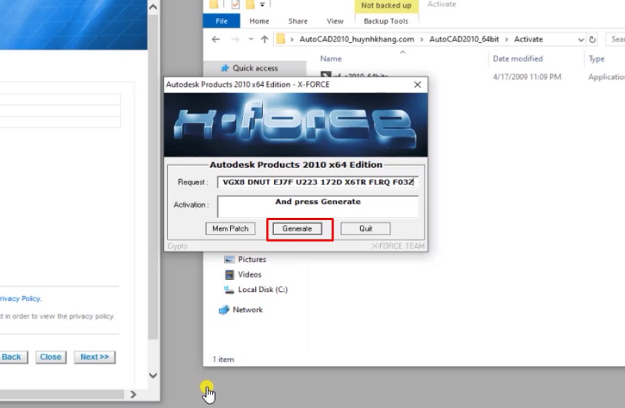Bước 17: Tạo mã kích hoạt