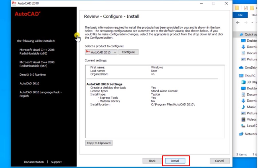 Bước 7: Nhấn Install để bắt đầu cài đặt