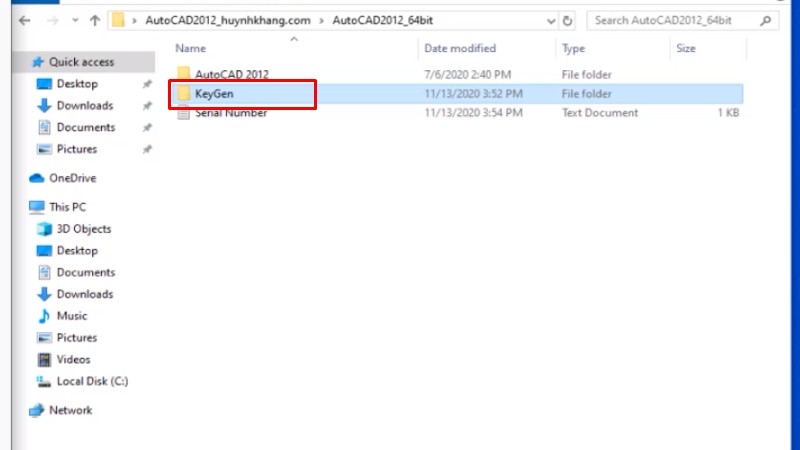 Bước 11: Mở thư mục keygen