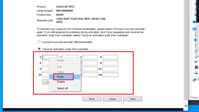 Bước 20: Dán mã kích hoạt