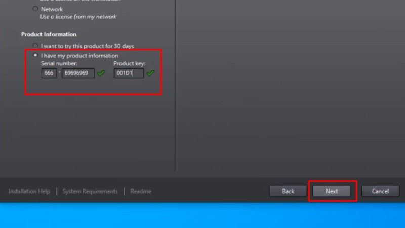 Bước 5: Nhập serial và product key