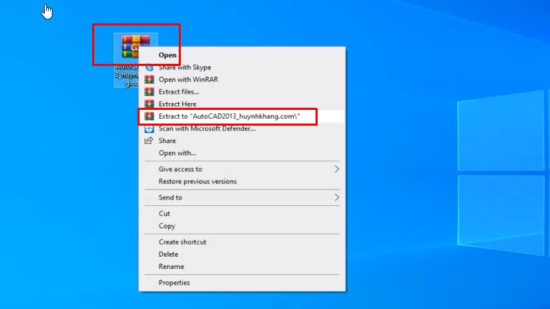 Bước 1: Giải nén bộ cài đặt phần mềm Autocad 2013 full crack
