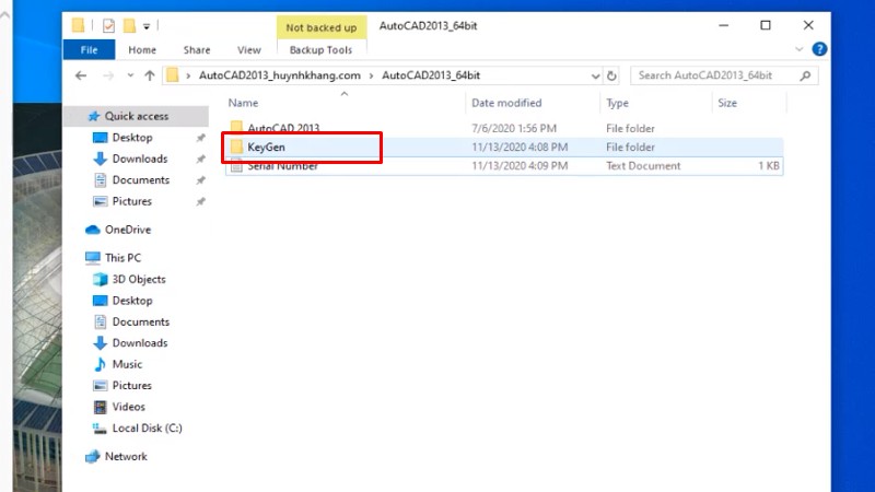 Bước 14: Mở thư mục chứa công cụ KeyGen