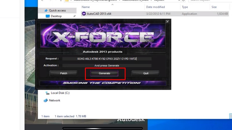 Bước 18-20: Tạo mã kích hoạt và vá phần mềm