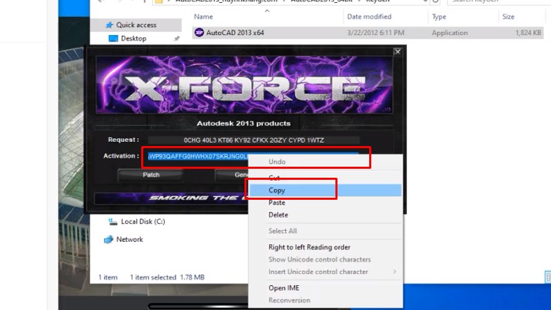 Bước 21: Sao chép mã Activation