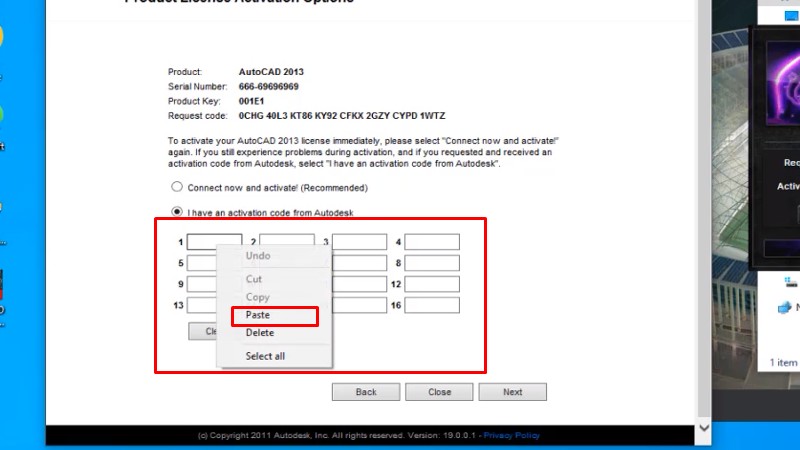 Bước 23: Dán mã vào ô kích hoạt