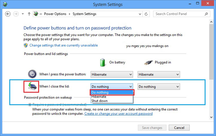 Cách gập laptop mà máy vẫn chạy trên Win 7