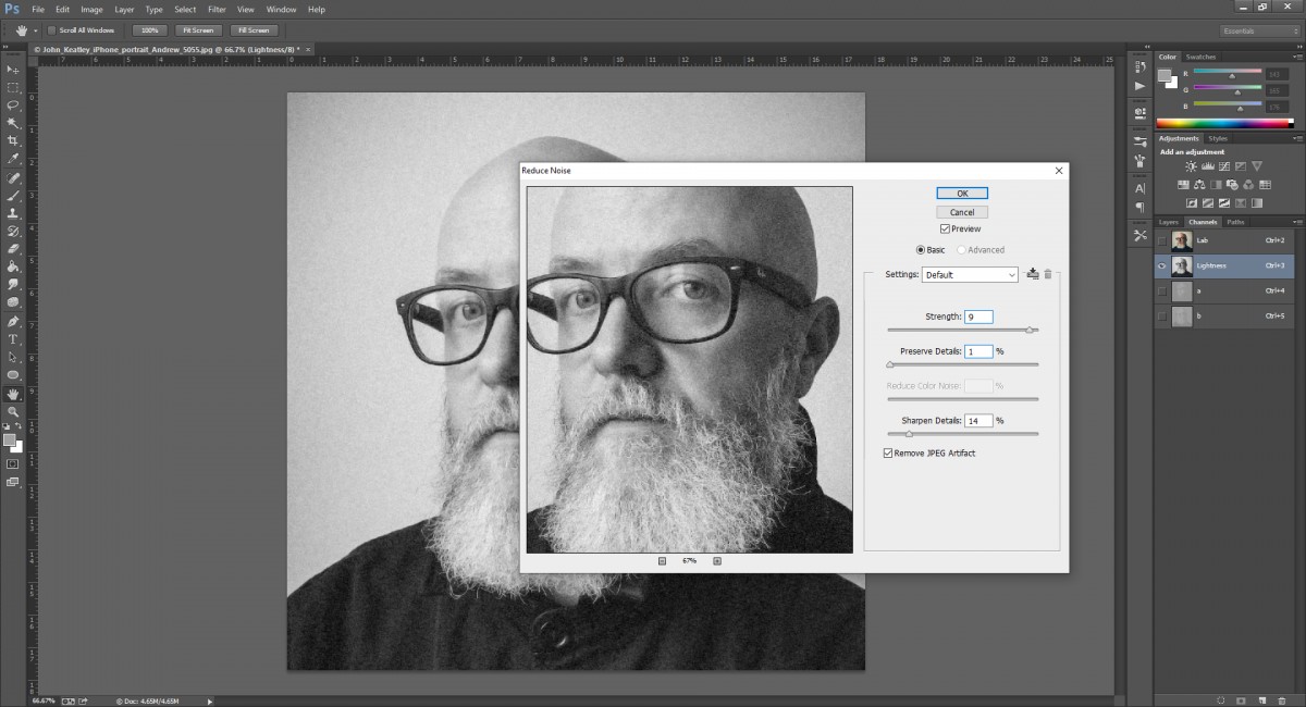 Khử Noise Bằng Hệ Màu Lab