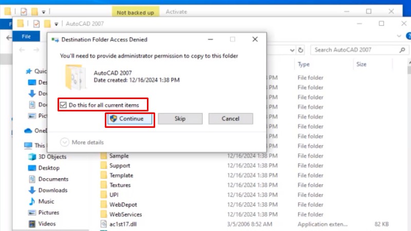 Tích chọn và bấm Continue