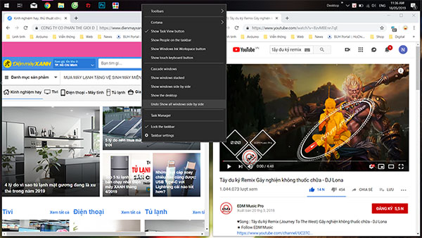 Cách 3: Chia màn hình bằng Taskbar